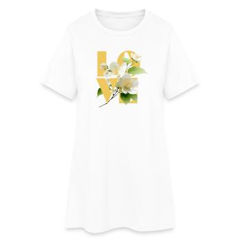Typographie élégante de l’amour floral au jasmin - Robe T-shirt Femme - blanc - Devant