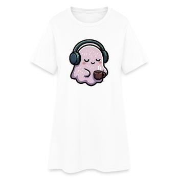 Entspannter Geist mit Kopfhörern und Kaffee - Frauen T-Shirt-Kleid - Weiß - Vorne