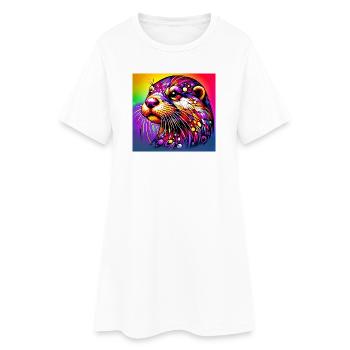 loutre - Robe T-shirt Femme - blanc - Devant