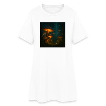 Rêve de champignon lumineux dans la forêt la nuit - Robe T-shirt Femme - blanc - Devant