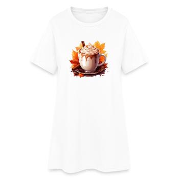 Herbstlicher Kakao - Frauen T-Shirt-Kleid - Weiß - Vorne