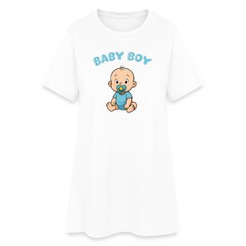 Imprimé Bébé Garçon Mignon - Robe T-shirt Femme - blanc - Devant