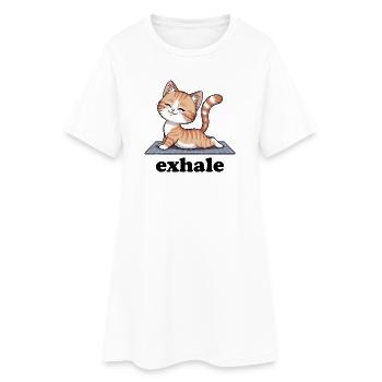 Exhale Yoga Citation Chat Mignon - Robe T-shirt Femme - blanc - Devant