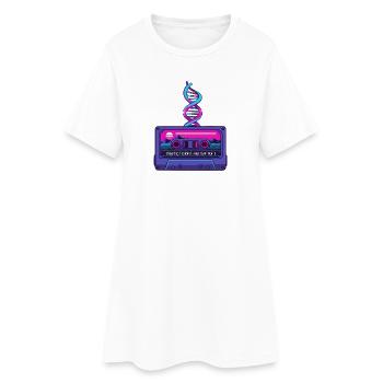 Neon Rétro Cassette DNA Art - Robe T-shirt Femme - blanc - Devant