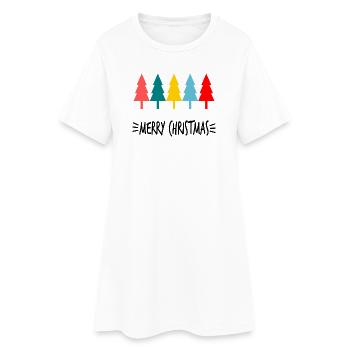 CHRISTMAS. MERRY CHRISTMAS. FIR. HAPPY NEW YEAR - Women’s T-Shirt Dress - white - Front