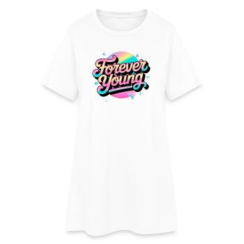 Not Old, but Forever Young. Motivational 80s 90s - Women’s T-Shirt Dress - white - Front