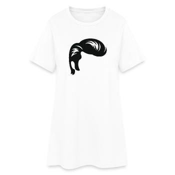 Mop of hair design for statement outfits - Women’s T-Shirt Dress - white - Front