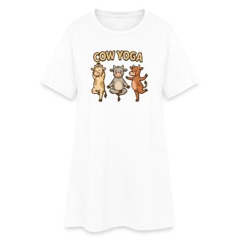 Illustration de yoga de vache - Robe T-shirt Femme - blanc - Devant
