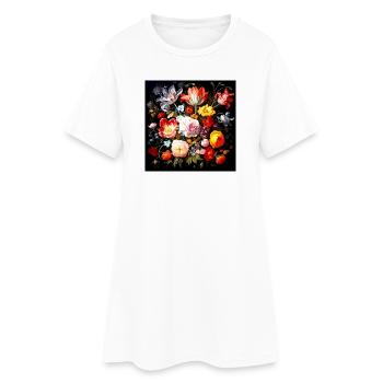 Splendeur florale vibrante dans le style baroque flamand - Robe T-shirt Femme - blanc - Devant