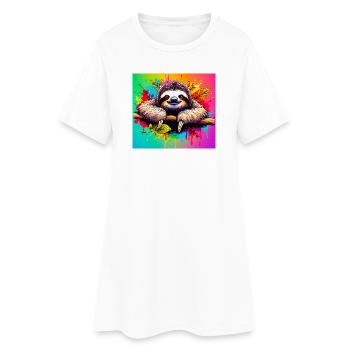 paresse - Robe T-shirt Femme - blanc - Devant