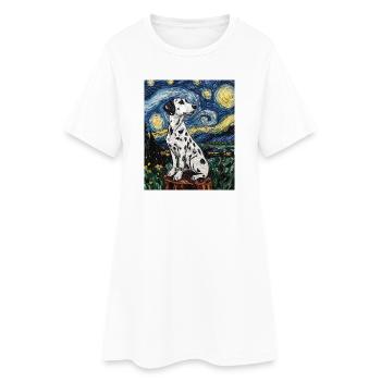 Chien Dalmatien Style Van Gogh Étoilé - Robe T-shirt Femme - blanc - Devant
