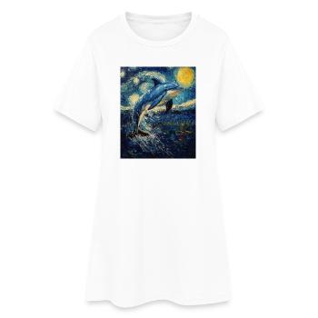Delfin Style Van Gogh Étoilé - Robe T-shirt Femme - blanc - Devant