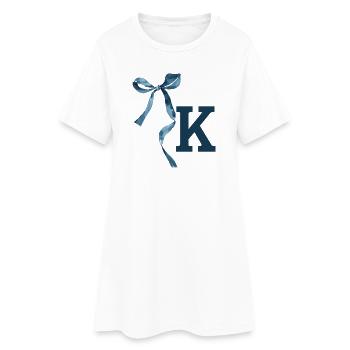 Monogram k Geschenkidee - Frauen T-Shirt-Kleid - Weiß - Vorne
