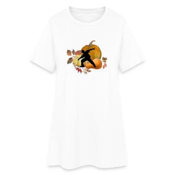 Danseuse dynamique en automne Citrouille Scène Art - Robe T-shirt Femme - blanc - Devant