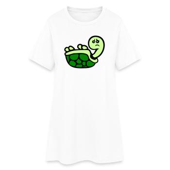 Turtle tipped over on its back lying sad - Women’s T-Shirt Dress - white - Front