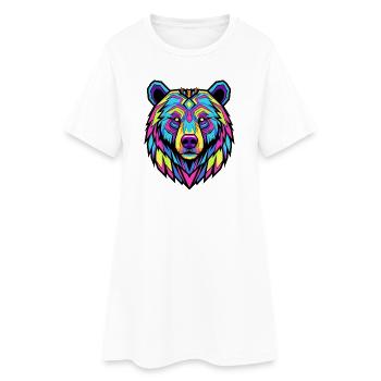 Néon Ours Tribal Illustration - Robe T-shirt Femme - blanc - Devant