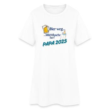 Papa 2025 – Bière partie, bouteille de lait ici ! - Robe T-shirt Femme - blanc - Devant