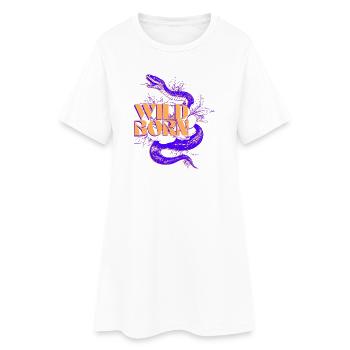 Illustration de serpent et de feuille né sauvage - Robe T-shirt Femme - blanc - Devant