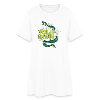 Wild Born Snake and Leaf Design - Women’s T-Shirt Dress - white - Front