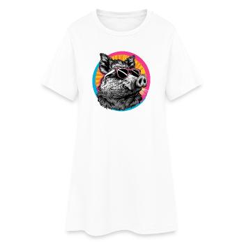 Sanglier cool avec lunettes de soleil - Robe T-shirt Femme - blanc - Devant