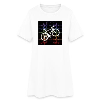 HERZSCHLAG RADFAHRER FAHRRAD REGENBOGENFARBEN - Frauen T-Shirt-Kleid - Weiß - Vorne