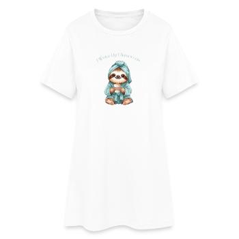 Lazy Glam Sloth - Je me suis réveillé glamour - Robe T-shirt Femme - blanc - Devant