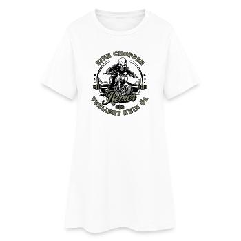 Motorrad Biker Chopper Skelett - Frauen T-Shirt-Kleid - Weiß - Vorne