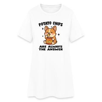 Chiot Cute Mangeur de Chips - Robe T-shirt Femme - blanc - Devant