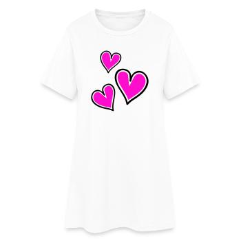 Motif de coeur rose vif - Robe T-shirt Femme - blanc - Devant