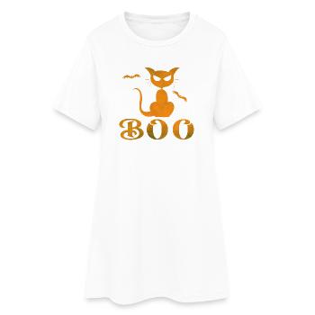 Halloween Boo Katze Design - Frauen T-Shirt-Kleid - Weiß - Vorne