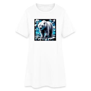 ours blanc - Robe T-shirt Femme - blanc - Devant