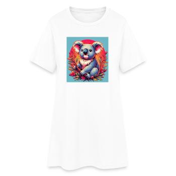Koala - Frauen T-Shirt-Kleid - Weiß - Vorne