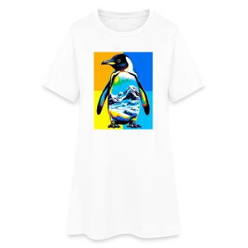 Pinguin - Frauen T-Shirt-Kleid - Weiß - Vorne