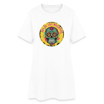 Crâne Dia de los Muertos Édition Fissurée - Robe T-shirt Femme - blanc - Devant