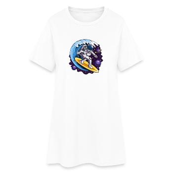 Astronaute de l’espace sur des planches de surf - Robe T-shirt Femme - blanc - Devant