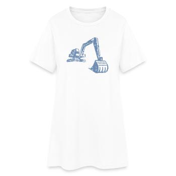 Excavator Silhouette Construction Worker Grunge Design - Women’s T-Shirt Dress - white - Front
