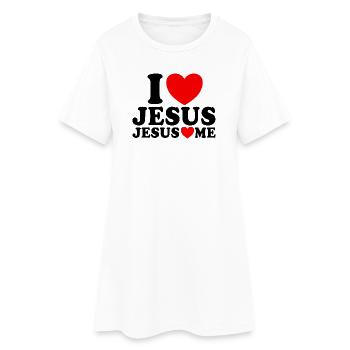 J’aime Jésus Jésus m’aime Foi chrétienne - Robe T-shirt Femme - blanc - Devant