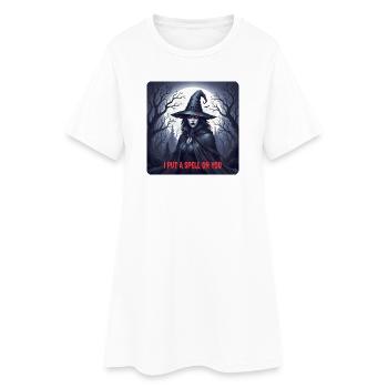 T-shirt halloween sort et pleine lune - Robe T-shirt Femme - blanc - Devant
