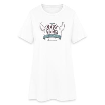 Bébé Viking Casque Illustré - Robe T-shirt Femme - blanc - Devant