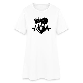 Battement de cœur de teckel - Robe T-shirt Femme - blanc - Devant