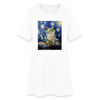 Frosch Frösche Van Gogh Style Starry Night - Frauen T-Shirt-Kleid - Weiß - Vorne