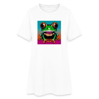 Frosch - Frauen T-Shirt-Kleid - Weiß - Vorne