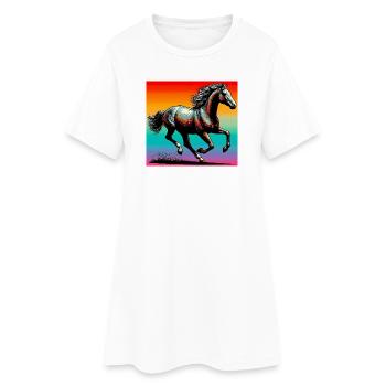 cheval - Robe T-shirt Femme - blanc - Devant