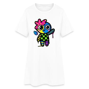 Split Face Regenbogen Pop Art - Frauen T-Shirt-Kleid - Weiß - Vorne