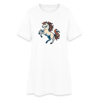Cheval blanc à la crinière colorée – imaginatif - Robe T-shirt Femme - blanc - Devant