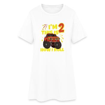 Ich bin 2 Jahre alt Monstertruck Geburtstag - Frauen T-Shirt-Kleid - Weiß - Vorne