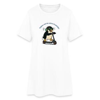 Manchot queue-de-pie sur trottinette - Robe T-shirt Femme - blanc - Devant