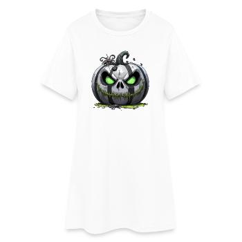 Citrouille zombie sinistre aux yeux verts - Robe T-shirt Femme - blanc - Devant