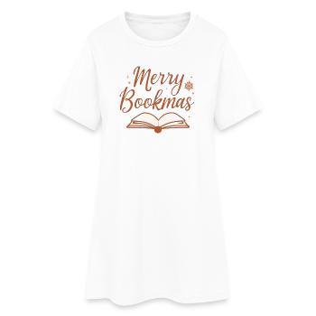 Merry Bookmas Fine Line Buch Design - Frauen T-Shirt-Kleid - Weiß - Vorne