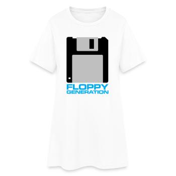 Disquette Génération 3.5 - Robe T-shirt Femme - blanc - Devant